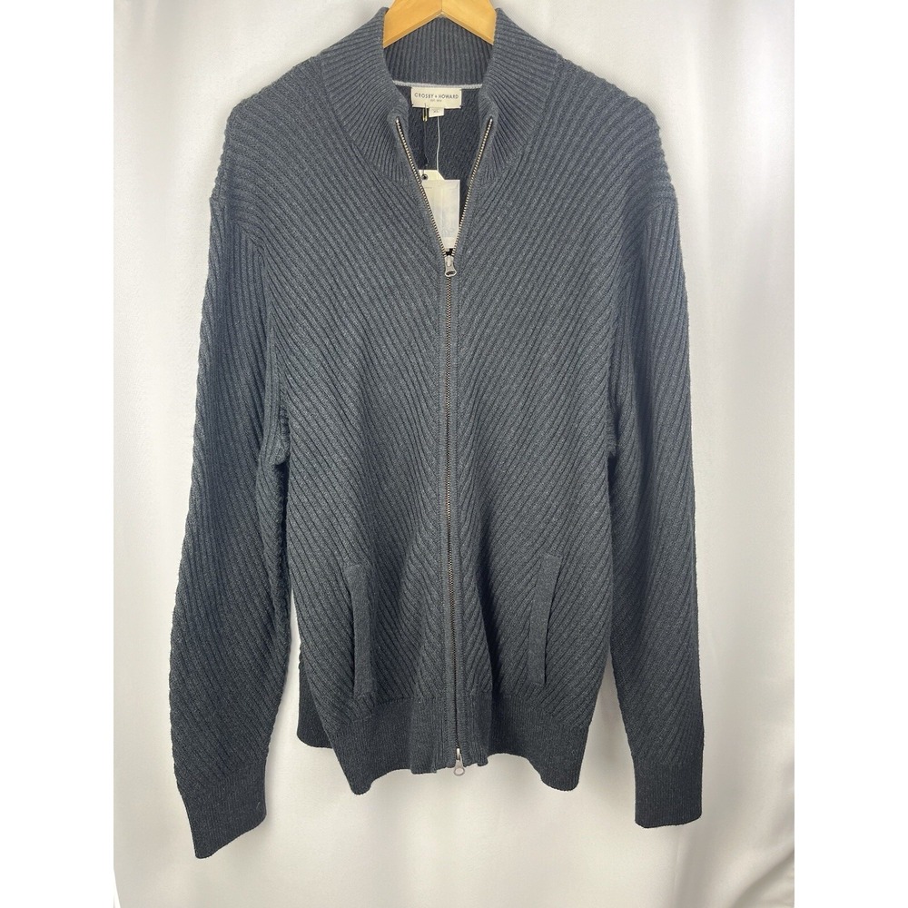 NWT Mens Crosby & Howard Sweater XL Grey Quarter zip